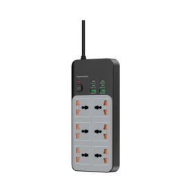 Porodo 3000W Universal Power Strip 6 AC & 6 USB – Black