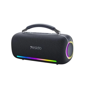 سماعة YESIDO YSW43 بلوتوث 5.3 محمولة بقوة 60W وإضاءة RGB ومقاومة للماء IPX5 – أسود