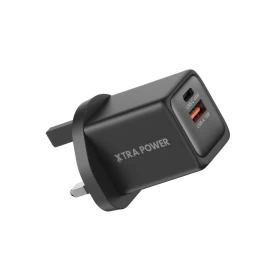 XTRA POWER 48W Dual-Port USB-C + USB-A Fast Wall Charger