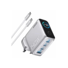 Anker 140W 4-Port Wall Charger with USB-C Cable Included – Silver (B2697K41)