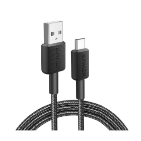 Anker 322 USB-A to USB-C Braided Fast Charging Cable 1.8m (6ft) Black | Durable Data Cable