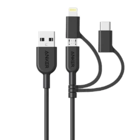 Anker 3 in 1 Cable Power Line II -3ft -Black -A8436H12