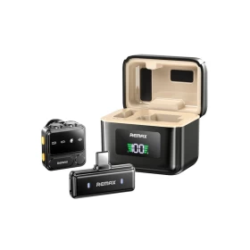 REMAX K17 Magnetic Clip Digital Wireless Lavalier Microphone 1-in-1 USB-C – Black