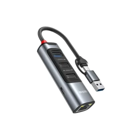 YESIDO HB21 5-in-1 USB-C/USB-A Hub with 100W PD & RJ45 – Gray