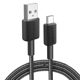 Anker 322 USB-A to USB-C Braided Fast Charging Cable 1.8m (6ft) Black | Durable Data Cable