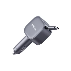 شاحن سيارة أنكر نانو (75 واط، منفذ USB-C، كابل USB-C مدمج قابل للسحب) رمادي