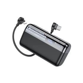 باور بانك YESIDO YP99 ميني 10000mAh شحن سريع 22.5W مع USB-C وLightning – أسود