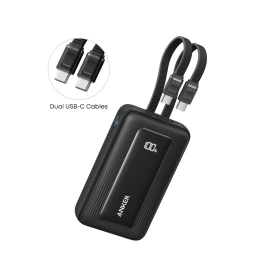 Anker Zolo 10000mAh 35W Power Bank with Built-In Dual USB-C Cables | Fast Charging Portable Charger