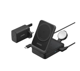 Anker MagGo Wireless Charging Station (15W, Foldable 3-in-1) -Black