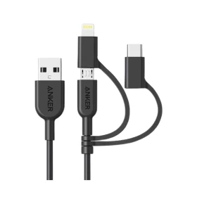 Anker PowerLine II 3-in-1 Charging Cable 3ft (0.9m) – Black (A8436H12)