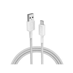 كابل أنكر 322 USB-A إلى USB-C (مضفر بطول 6 أقدام) باللون الأبيض بطول 1.8 متر