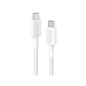 كابل Anker USB-C إلى USB-C مضفر للشحن السريع 60 واط بطول 0.9 متر – أبيض A81F5H21