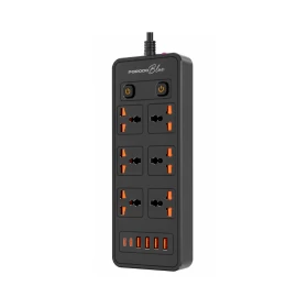 Porodo 3000W Dual Switch Power Strip 6 AC & 6 USB 3m – Black