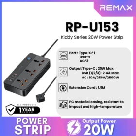 REMAX - RP-U153 Kiddy Series 20W Power Strip (US) (1.5M) - Black
