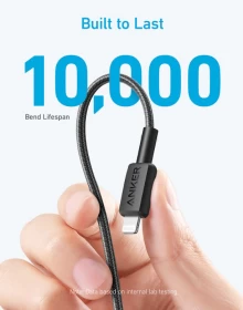 Anker 322 USB-C to Lightning Cable Braided (0.9m/3ft) -Black A81B5H11