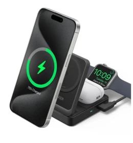 Anker MagGo Wireless Charging Station (15W, Foldable 3-in-1) -Black