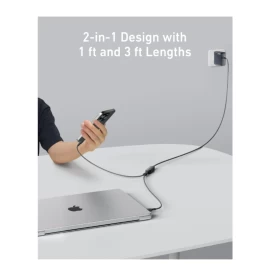 Anker 2-in-1 USB-C to USB-C Cable (4 ft, 140W) -Black A8895H11