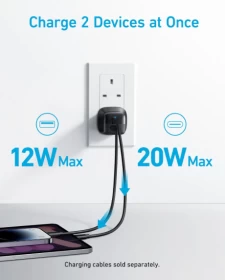 Anker 323 Charger, USB-C Port & USB-A Port, 33W, A2331K11 - Black