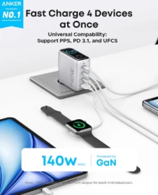 Anker 4-Port Wall Charger, 140W , B2697K41- Silver